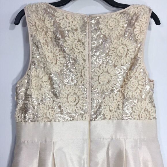 TAHARI ARTHUR S. LEVINE LILY CHAMPAGNE SEQUIN‎ SLEEVELESS SHEATH DRESS 12 - Picture 6 of 13
